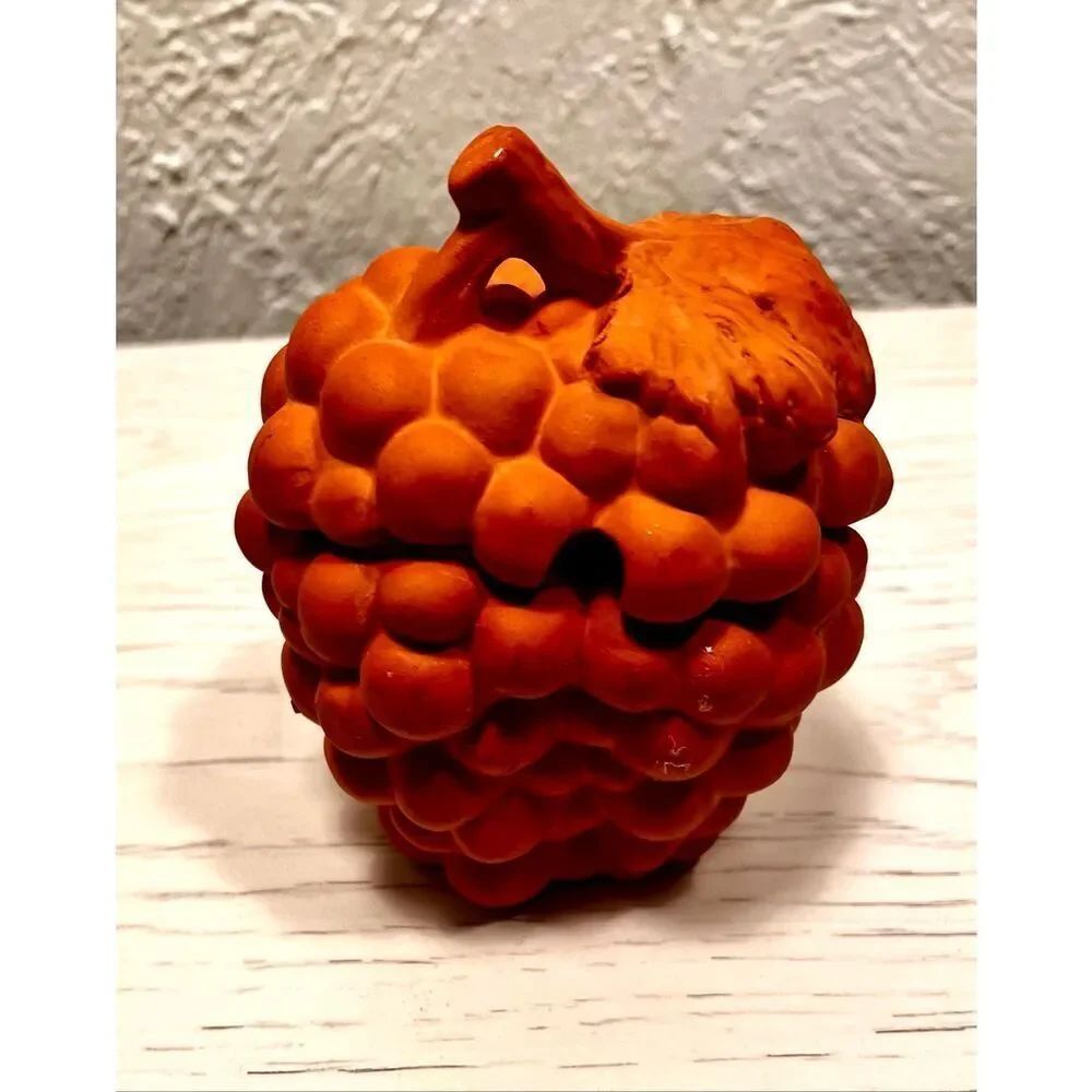 Lenox Terracotta Jam Jar w/ Spoon Rest Brown Grapes 1-305-3116 2D75 Rare Pattern